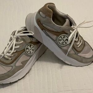 Tory Burch Tan and Cream Sneakers
